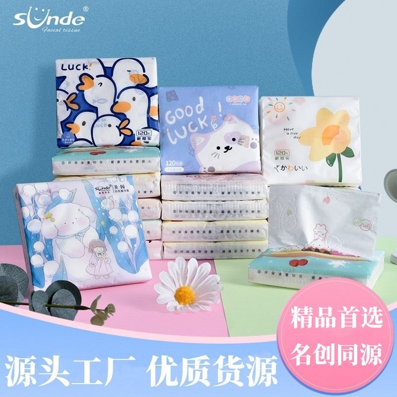 8 Packs Of Printed Tissue Paper, Water-Resistant, Small Portable Packs For Home And Commercial Use, Factory, Absorbent Pull-Out Type - Image 3