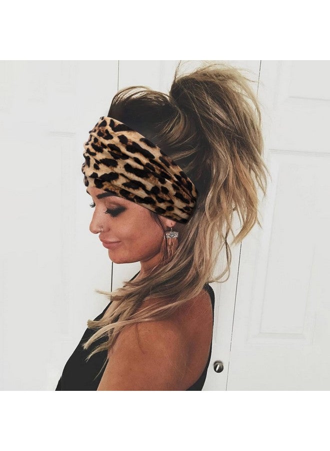 تيرسي عصابات رأس للنساء، عصابات رأس عريضة غير قابلة للانزلاق، عصابة شعر نسائية بوهو أنيقة، معقودة، مناسبة لممارسة اليوغا والتمارين الرياضية، عمامة بنقشة جلد النمر، إكسسوارات شعر أفريقية - Image 2