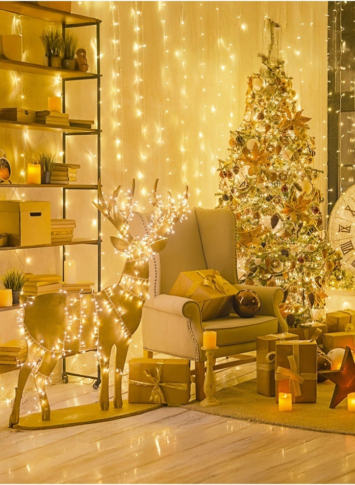 مودي سلسلة أضواء زينة عيد الميلاد LED بطول 50 مترًا - 320 مصباح LED أبيض دافئ على سلك شفاف، 8 أوضاع إضاءة، مقاومة للماء بمعيار IP44، مثالية لأشجار عيد الميلاد، واحتفالات ديوالي، وحفلات الزفاف الخارجية، والمنازل، والشرفات، والستائر، وتزيينات المهرجانات. - Image 4