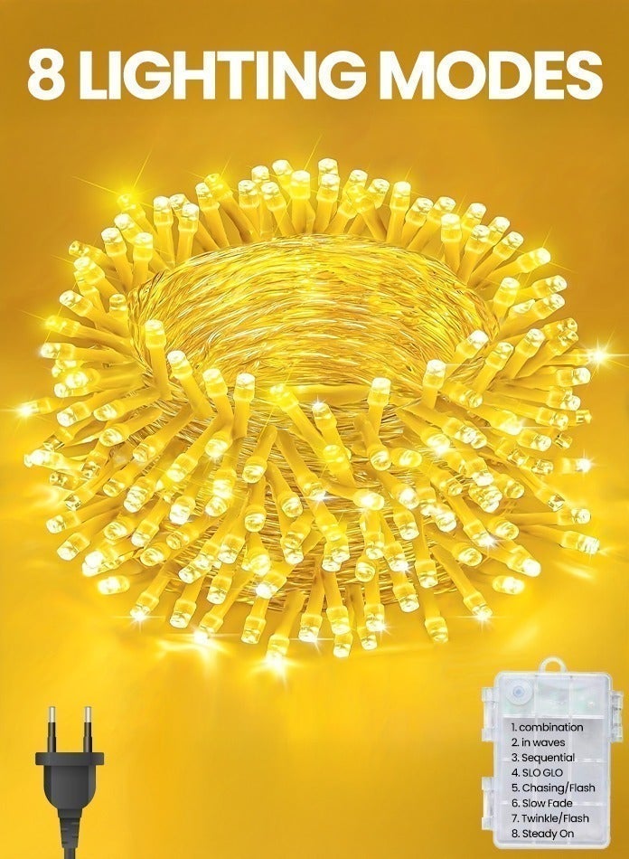 مودي سلسلة أضواء خرافية LED بطول 50 مترًا لرمضان - 320 مصباح LED أبيض دافئ على سلك شفاف، 8 أوضاع إضاءة، مقاومة للماء بمعيار IP44، مثالية لتزيين أعياد الميلاد، وديوالي، وحفلات الزفاف في الهواء الطلق، والمنازل، والشرفات، والستائر، والتخييم. - Image 2