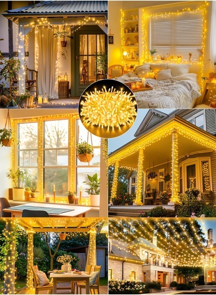 مودي سلسلة أضواء خرافية LED بطول 50 مترًا لرمضان - 320 مصباح LED أبيض دافئ على سلك شفاف، 8 أوضاع إضاءة، مقاومة للماء بمعيار IP44، مثالية لتزيين أعياد الميلاد، وديوالي، وحفلات الزفاف في الهواء الطلق، والمنازل، والشرفات، والستائر، والتخييم. - Image 5