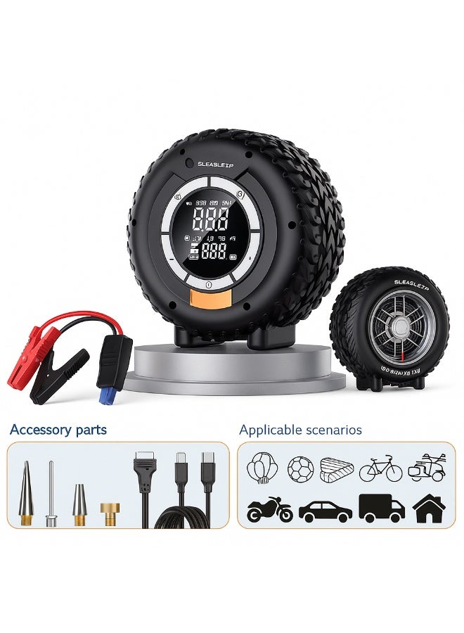 BendForge 8000mAh Car Jump Starter with 150PSI Digital Tyre Inflator / 6000A Heavy-Duty for All Engines / 14.8V Power Bank / Type-C Fast Charge / LED Light / Smart Jumper / Nozzle Kit - Image 4