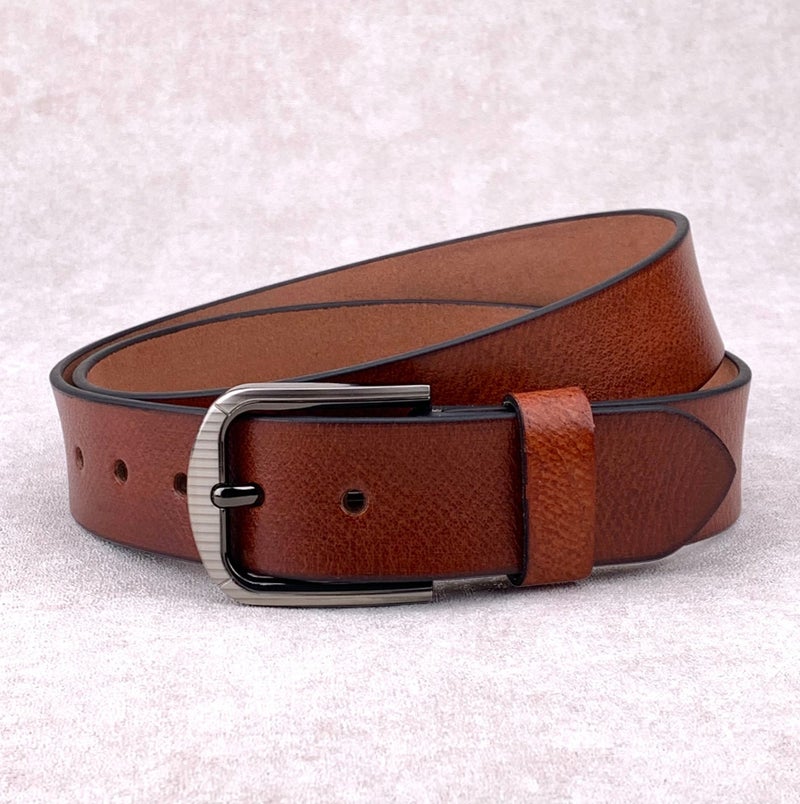 Classic Milano Genuine Leather Belt for Men - Semi-Casual & Party Wear Belt for Jeans, Casual Outfits, and Gifts - Brown Men’s Belt - Image 1