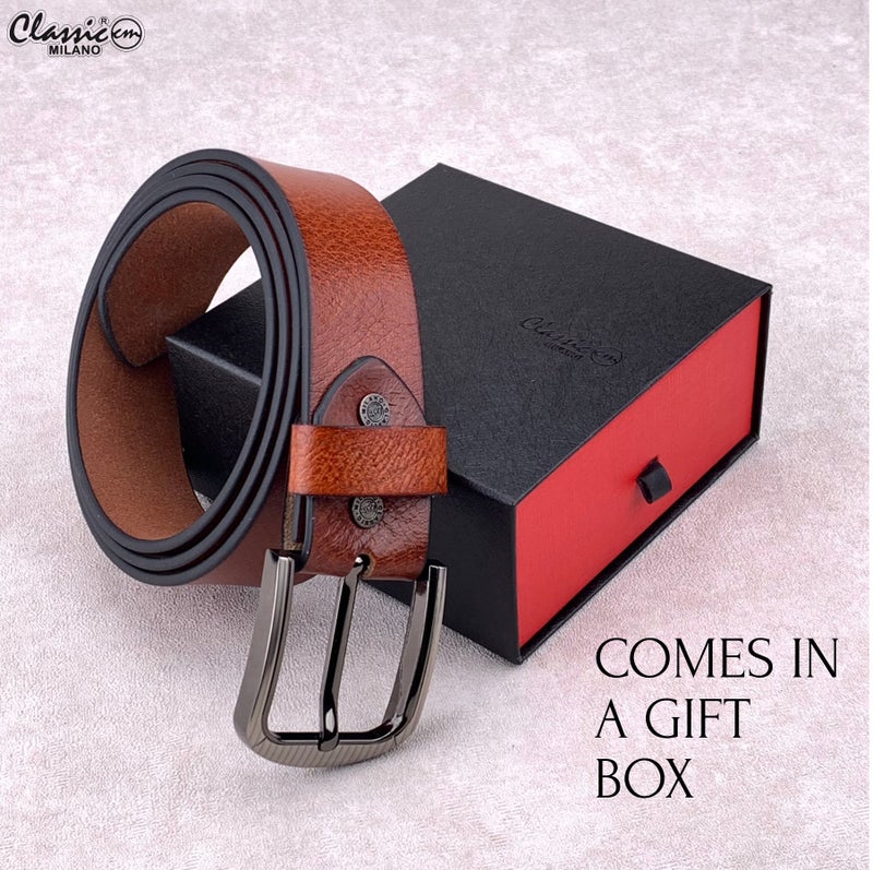 Classic Milano Genuine Leather Belt for Men - Semi-Casual & Party Wear Belt for Jeans, Casual Outfits, and Gifts - Brown Men’s Belt - Image 4