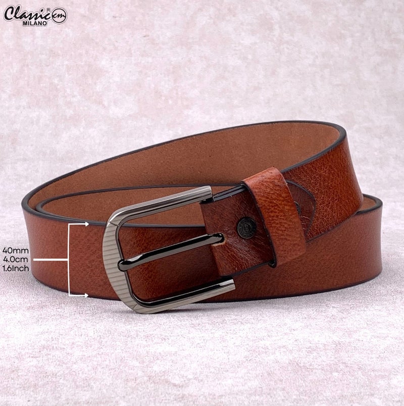 Classic Milano Genuine Leather Belt for Men - Semi-Casual & Party Wear Belt for Jeans, Casual Outfits, and Gifts - Brown Men’s Belt - Image 5