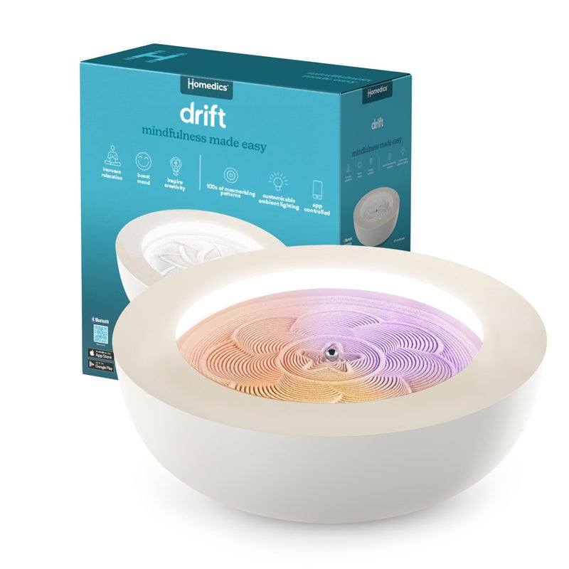 Homedics Drift Sandscape Perpetual Motion Machine Zen Garden Meditation Accessories Decorative Sandscape Bluetooth iOS Android 16 Inch Medium Cream - Image 2