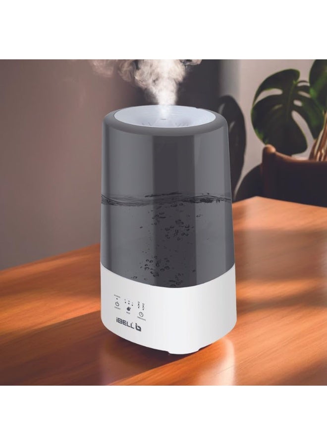 iBELL HU350P Humidifier for Room, 3.5L, Ultrasonic, Adjustable Mist Output, Super Quiet 360° Nozzle, Lasts up to 24 Hrs, Essential Oil Diffuser,(BLACK)