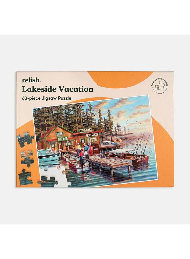 Dementia Jigsaw Puzzle For Adults 63 Piece Lakeside Vacation Puzzle Activities For Seniors With Alzheimer