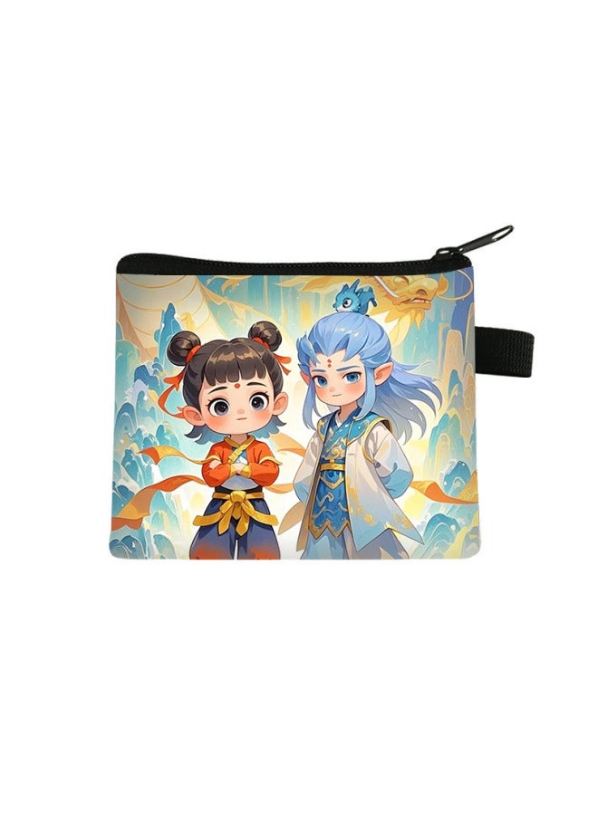 New Nezha Coin Purse Children's Short Mini Storage Bag Student Large Capacity Cute Square Bag