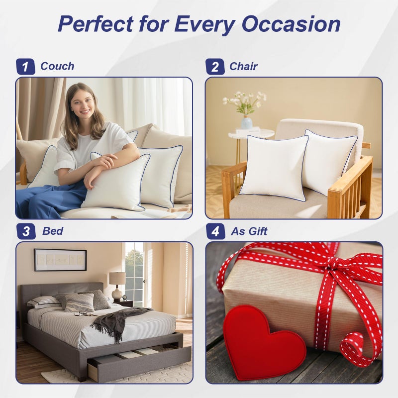 Wuuyuef 20x20 Pillow Inserts Set of 2 â€“ Soft Hypoallergenic Square Pillow Inserts, Oeko-TEX Certified Virgin Fiber Filling, Machine Washable - Image 5