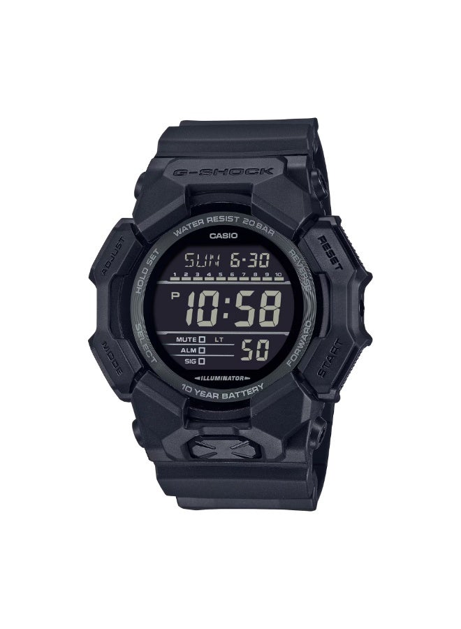Casio G-Shock GD-010-1A1, Digital Watch, All Black Resin Band and Case, Shock Resistant, 200M Water Resistance, LED Light, World Time, Stopwatch, Countdown Timer, 5 Alarms, Auto Calendar - Image 1