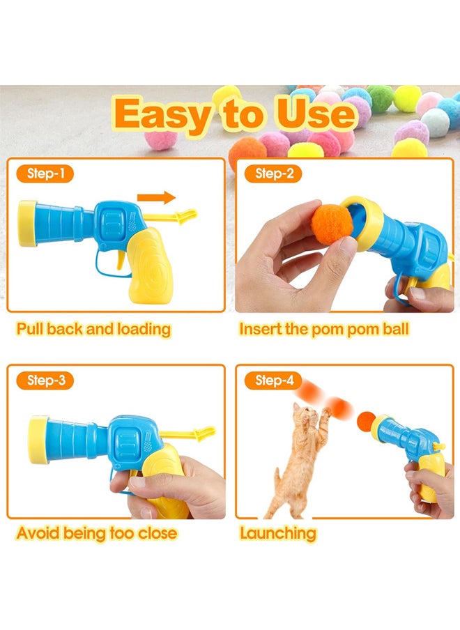 Neostyle Cat Ball Toy Launcher，Comes with 10 colorful plush balls, interactive cat toy balls for Kitten Chasing Training Hunting (blue-10 balls)  - Image 4