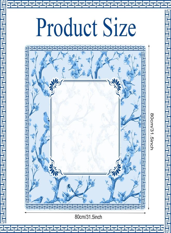 snaxuda Chinoiserie Mahjong Mat with Carrying Bag,Rubber Anti Slip and Noise Reduction Multi Purpose Game Table Cover for Card, Board Tile Games 31.5" x 31.5" Blue - Image 3