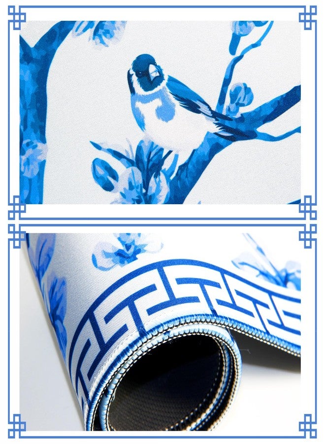 snaxuda Chinoiserie Mahjong Mat with Carrying Bag,Rubber Anti Slip and Noise Reduction Multi Purpose Game Table Cover for Card, Board Tile Games 31.5" x 31.5" Blue - Image 4