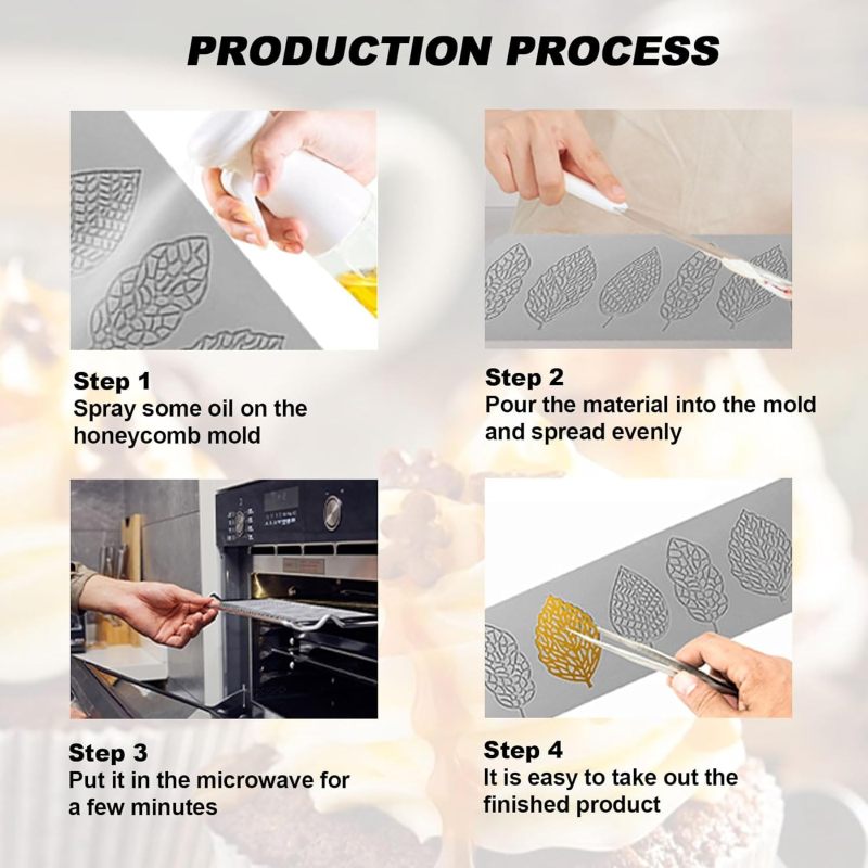 Silicone Baking Mold 39*7.8cm Food-Grade Soft Safe Foldable Recyclable - Realistic 3D Coral Leaf Lace Pattern Easy Unmolding Dessert Mold for Home Bakers Artisans Party Wedding Holiday Use - Image 5