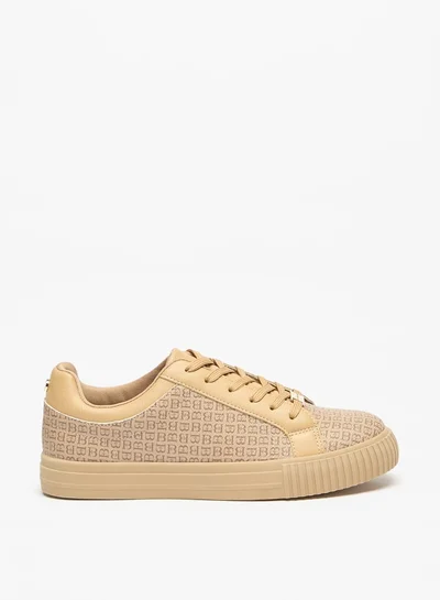 Flora Bella By Shoexpress Women's Monogram Print Low Ankle Casual Shoes Sneakers With Lace-Up Closure