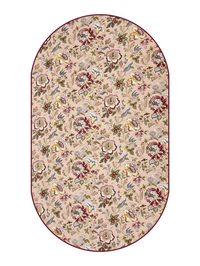Clasiko 6 Seater Oval Dining Table Cover 60x90 Inches Material Cotton Multicolor Flowers - Image 4