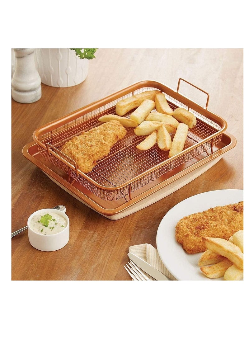 copper chef Tray with Non-Stick Copper Grid Fits Oven - Copper Color2×1 - Image 1