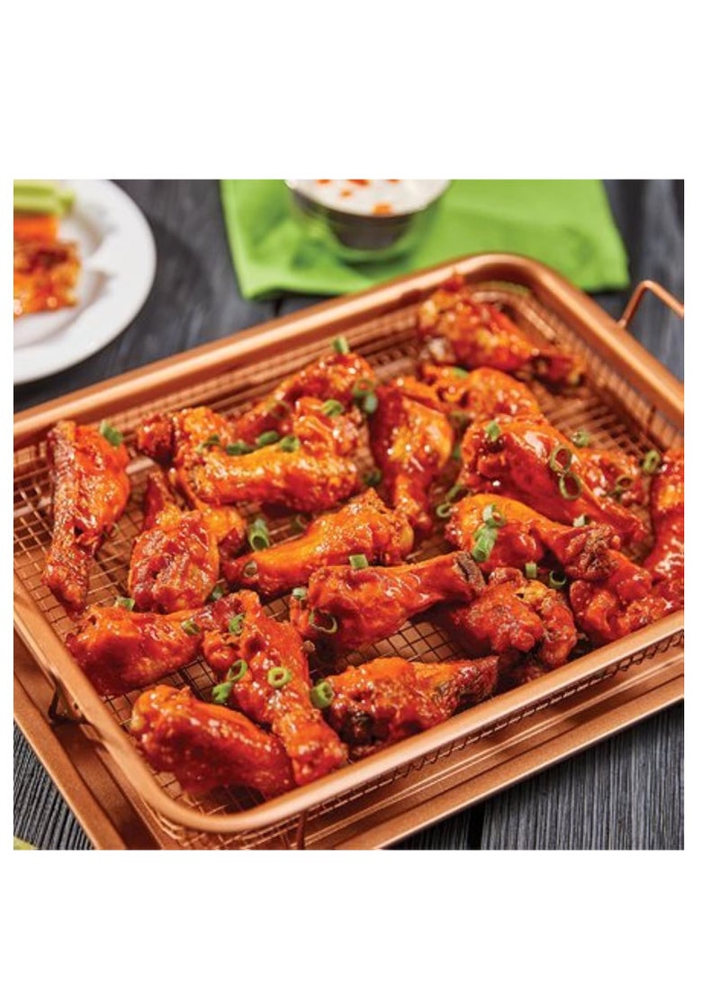 copper chef Tray with Non-Stick Copper Grid Fits Oven - Copper Color2×1 - Image 2