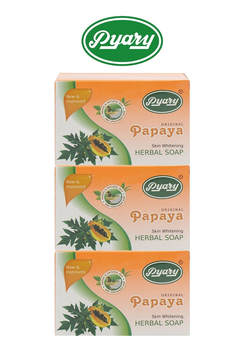 Pyary 3-Piece Papaya Original Herbal Soap Handmade 75*3g - Image 2