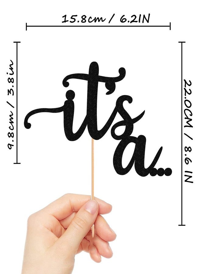 AHAORAY It's a Cake Topper - Glitter Black Boy or Girl Baby Reveal Party Cake Decorations, Perfect for Gender Reveal, Baby Shower or Photo Booth Props (Black) - Image 3