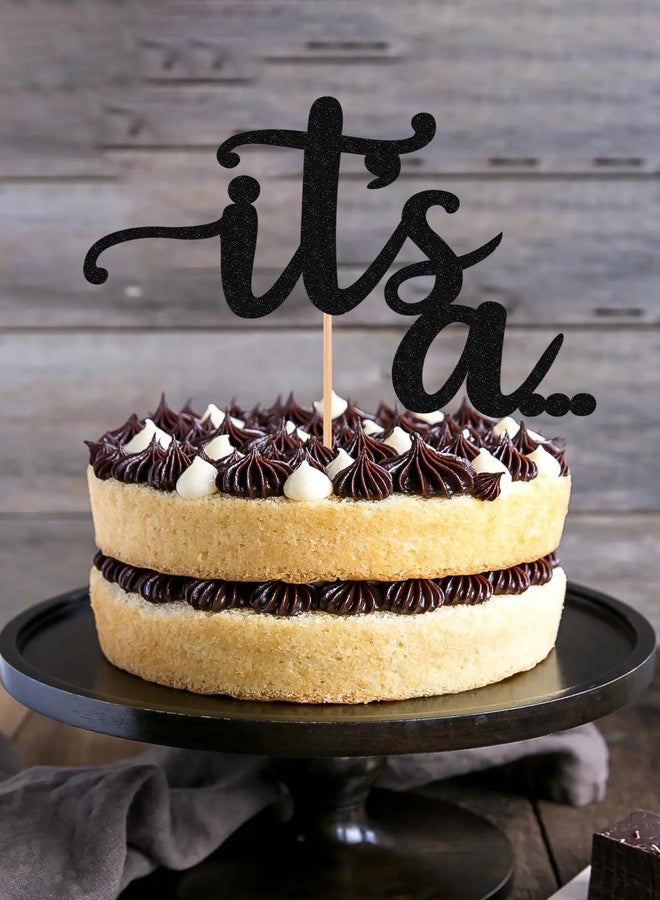 AHAORAY It's a Cake Topper - Glitter Black Boy or Girl Baby Reveal Party Cake Decorations, Perfect for Gender Reveal, Baby Shower or Photo Booth Props (Black) - Image 2