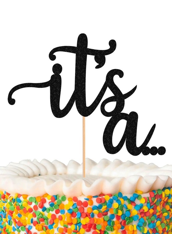 AHAORAY It's a Cake Topper - Glitter Black Boy or Girl Baby Reveal Party Cake Decorations, Perfect for Gender Reveal, Baby Shower or Photo Booth Props (Black) - Image 1