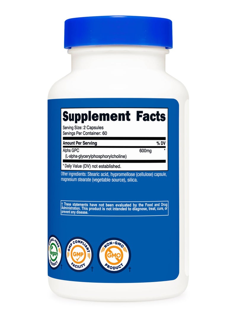 Nutricost - Alpha GPC 600mg Per Serving, 120 Capsules,120 Serving,60 Servings - Image 1