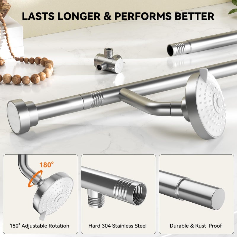 NTPN Dual Shower Head for Couples, High Pressure Double Shower Heads for Two People Rod, Two Showerhead System Fit 2 Person, Birthday Gifts for Women Men, Spa-Like (Chrome) Segmented Design - Image 5
