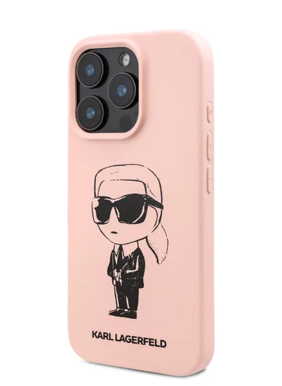 Karl Lagerfeld iPhone 16 Pro Max Case TPU Silicone Hard Cover with ikonik Graffiti Logo / Drop protection / Easy Snap-On Case / Lightweight Back Cover - Pink