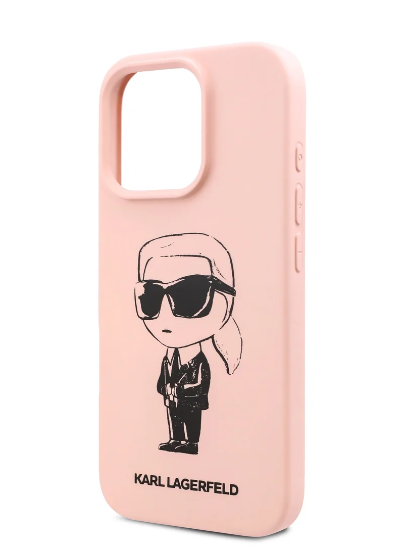 Karl Lagerfeld iPhone 16 Pro Max Case TPU Silicone Hard Cover with ikonik Graffiti Logo / Drop protection / Easy Snap-On Case / Lightweight Back Cover - Pink