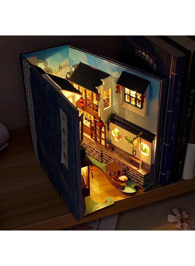Bluejw Diy Cabin Cherry Blossom Alley 3D Three-dimensional Hand Assembled With Lamp Book Stand Creative Model Decoration Gift For Women - Image 1