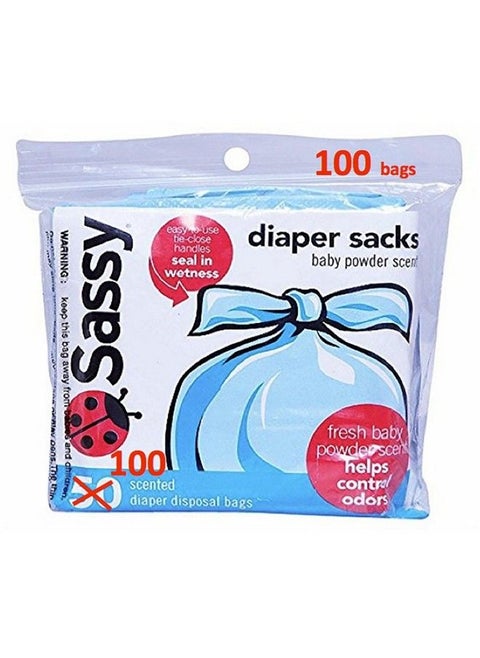 Disposable Scented Diaper Sacks 100 Count 25 Sacks Per Roll Blue (40012)