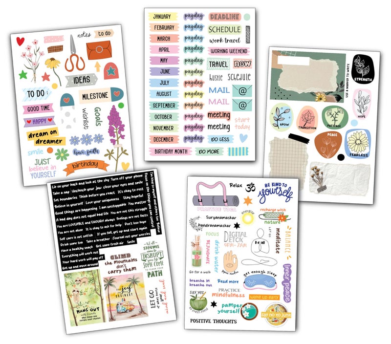 anujarusiya Journal Stickers - 100+ Self-Adhesive Laminated Stickers for Organization | Affirmations & Utility Designs | Planner Stickers Perfect for Scrapbooking and Bullet journaling - Image 2