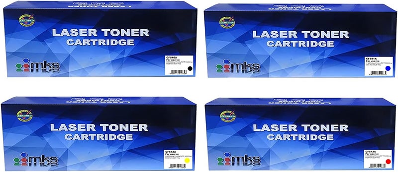 أم كيه إس مجموعة خراطيش الحبر 203A CF540A / CF541A / CF542A / CF543A متوافقة مع طابعات HP Laser Color M254/M281 - Image 1