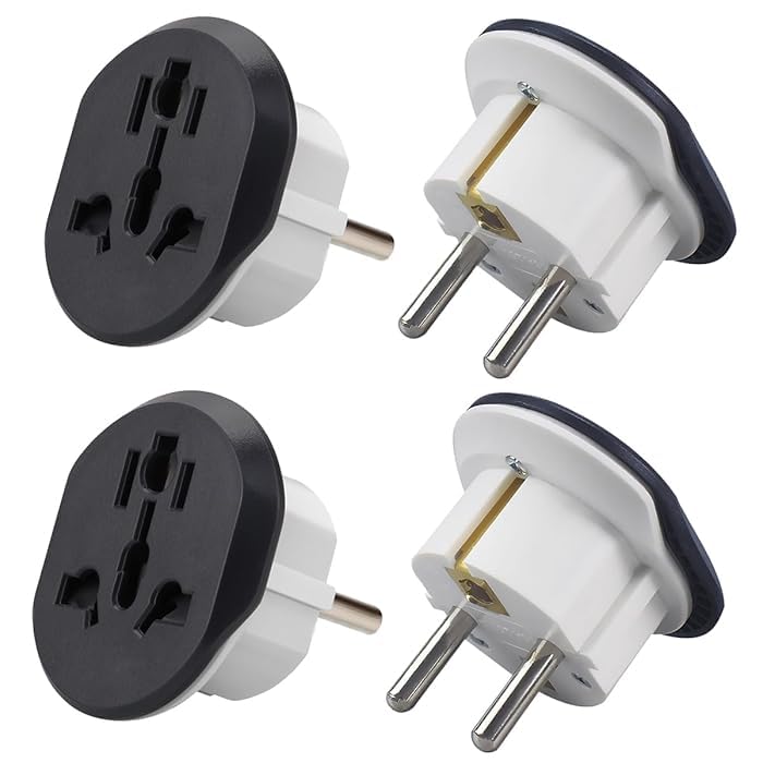 FKU Pack of 4 Plug Converter UAE USA EU UK AU CN to KSAEUGermany Socket Travel Adapter Universal Socket Travel Adaptor for Business Trip Holiday Hotel Airport for Cell Phone Laptop - Image 1