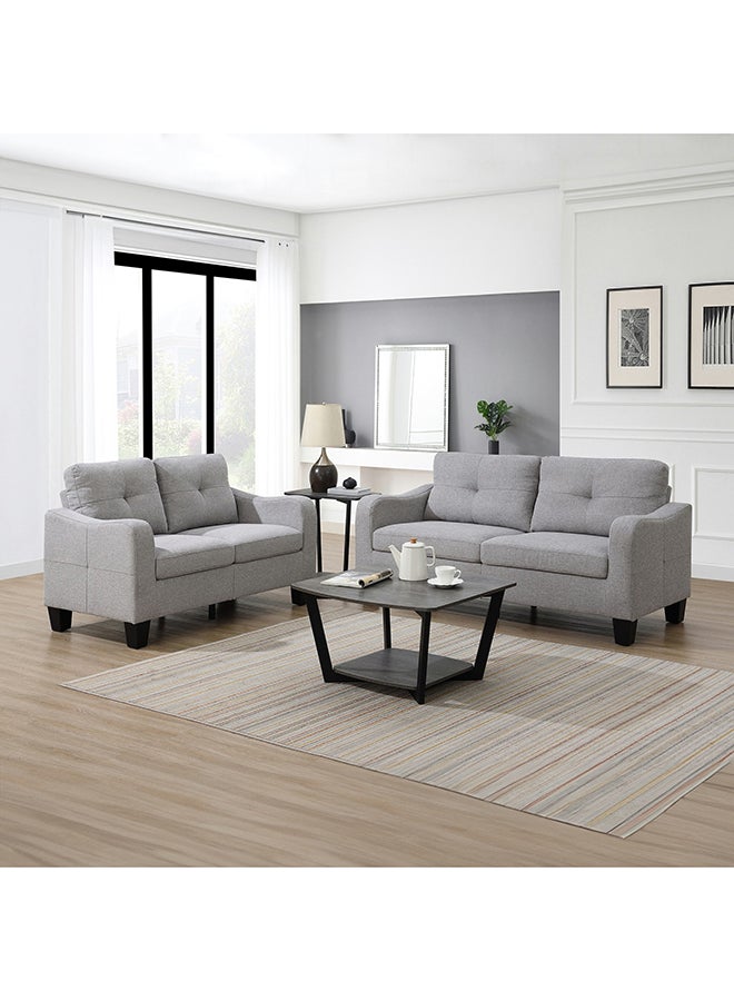 Home Box Belgium 2-Seater Fabric Sofa 80 x 88 x 144 cm Grey - Image 5