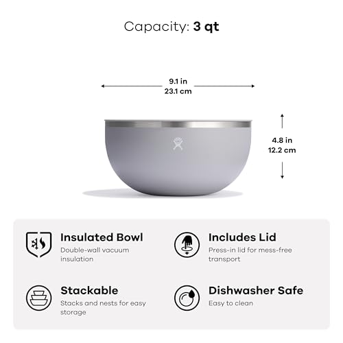 Hydro Flask Outdoor Insulated Serving Bowl – Stainless Steel Food Container with Lid – Camping Kitchen Essentials 3 Qt Black - Image 3