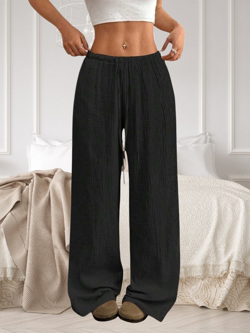 Women's Casual Solid Color Wide Leg Pants - Image 4