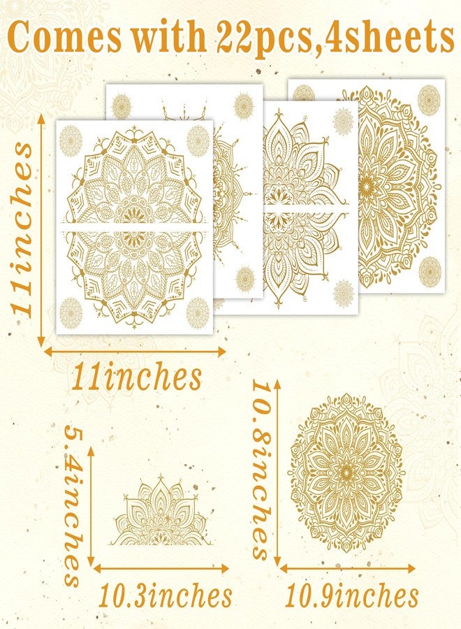 Kazova ملصقات نوافذ ماندالا ذهبية، ملصقات نوافذ ثابتة مزدوجة الجوانب على شكل زهرة اللوتس، ملصقات نوافذ غير لاصقة للزجاج، ملصقات ماندالا قابلة لإعادة الاستخدام من الفينيل، ملصقات نوافذ مضادة للصدمات - Image 2