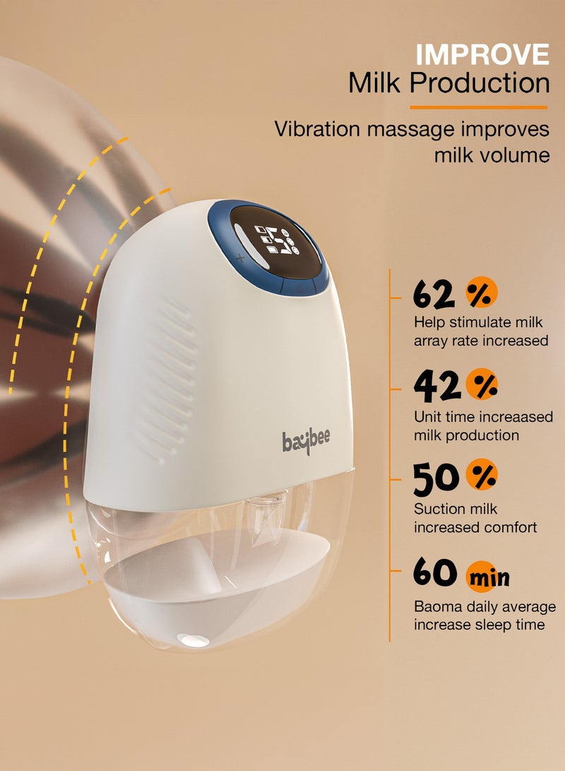 BAYBEE Portable Wearable Electric Breast Pump For Mothers - Automatic Hands Free Pumping Machine With 3 Modes And 9 Suction Levels With LED Display, Massage Mode (Double) - Image 4