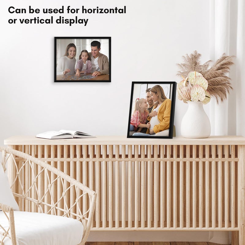 Americanflat 8x10 Picture Frame with Shatter-Resistant Glass - Streamline Collection - Thin Border Photo Frame for Tabletop and Wall Display - Hanging Hardware and Easel Stand Included - Black - Image 5