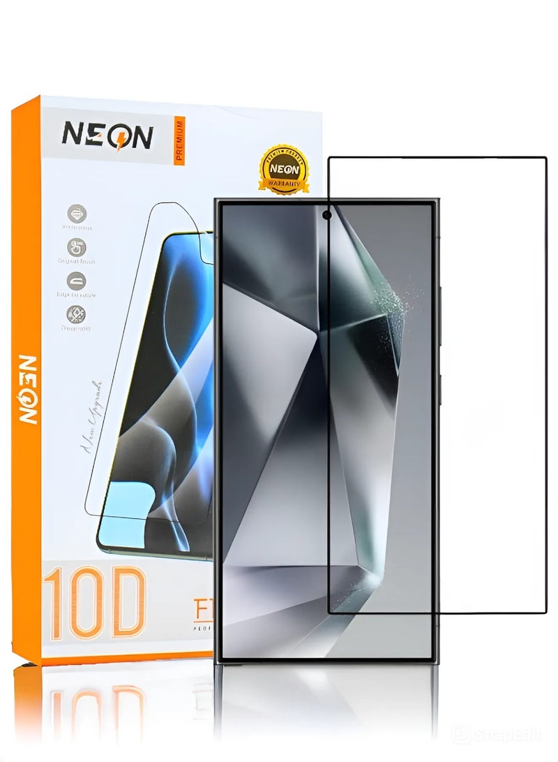 نيون  شاشة حماية نانو لهاتف سامسونج جالاكسي S24 Ultra, من Neon بتغطية كاملة من الحافة إلى الحافة مضادة للكسر و ضد البصمة - Image 1