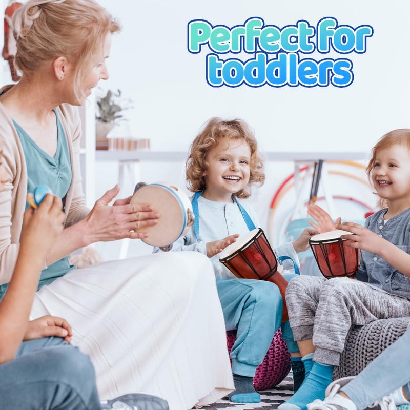 آرت كريتيفيتي ArtCreativitive 8 بوصة طبلة خشبية صغيرة للأطفال - خشب بني بني ديمبي ديمب - لعبة موسيقية مرحة لعبة طبلة الطبل - فكرة هدية حفلة عيد ميلاد لصالح الأولاد الصغار والطفل - Image 4