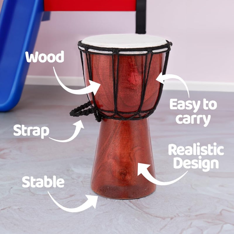 آرت كريتيفيتي ArtCreativitive 8 بوصة طبلة خشبية صغيرة للأطفال - خشب بني بني ديمبي ديمب - لعبة موسيقية مرحة لعبة طبلة الطبل - فكرة هدية حفلة عيد ميلاد لصالح الأولاد الصغار والطفل - Image 3