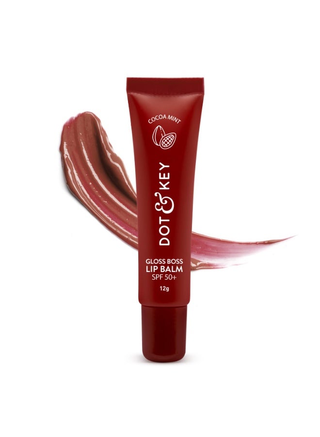 Dot & Key Cocoa Lip Balm with Shea Butter (12gm) for Naturally Glowing and Hydrated Lips | With SPF 50 for Sun Protection + Vitamin C + E | Lip Balm for Dry & Dark Lips | Lip Balm for Women - Image 1