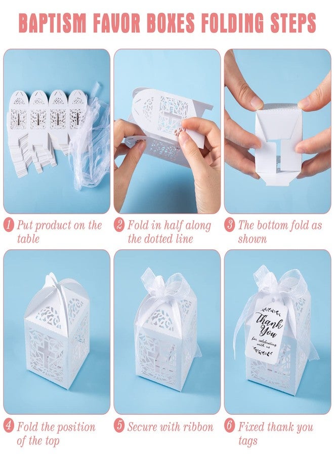 Mtlee 100 Pieces Baptism Rosary Sets Includes 25 Mini Baptism Rosary with Angel, 25 Favor Boxes, 25 Organza Bags and 25 Thank Kraft Tags for Wedding Baby Shower Decor(Pink with Gold) - Image 4