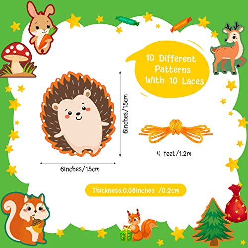 Pajean 10 Pcs Kids Lacing Cards Animal Sewing Cards Kits Double Sided Toddler Lacing Toys Crafts Developing Imagination Preschool Educational Learning Activity SuppliesForest Animals Style - Image 5