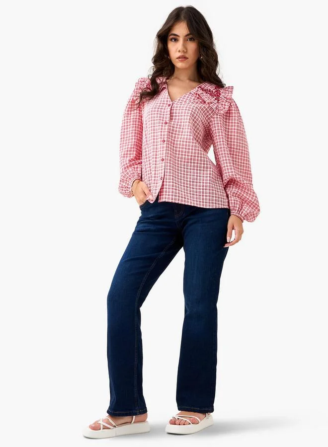 لي كوبر لي كوبر بلوزة مزينة بنقوش مربعات