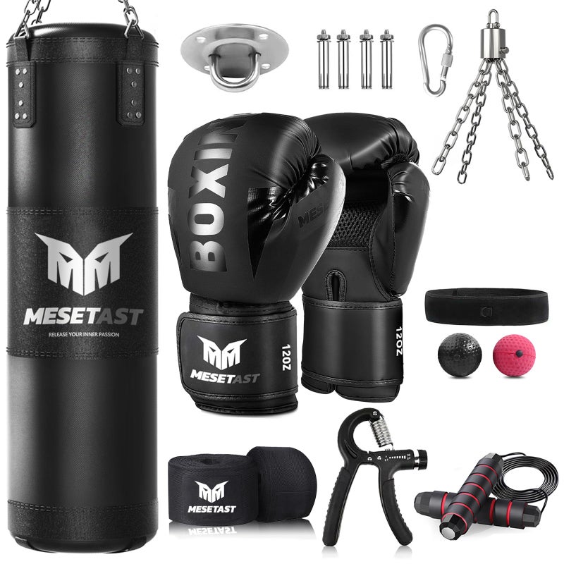 Mesetast Punching Bag for Adults, 4ft Heavy Boxing Bag Set with 12 OZ Gloves for MMA Karate Kickboxing Boxing - Unfilled - Image 1